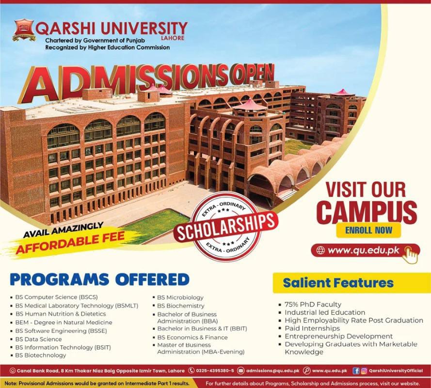 Qarshi University Admissions 2023