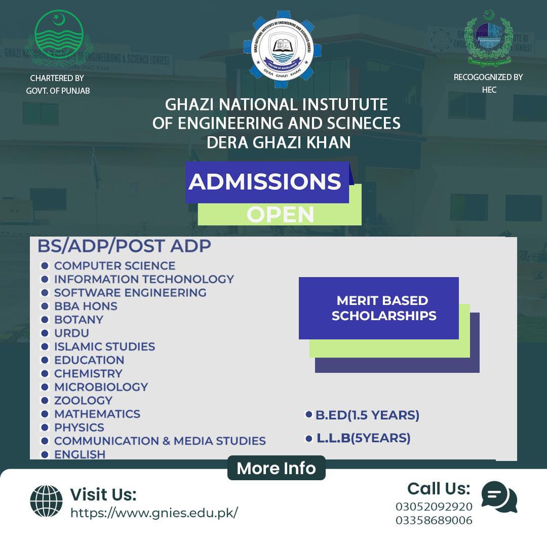 Ghazi National Institute of Engineering & Sciences (GNIES), Dera Ghazi Khan