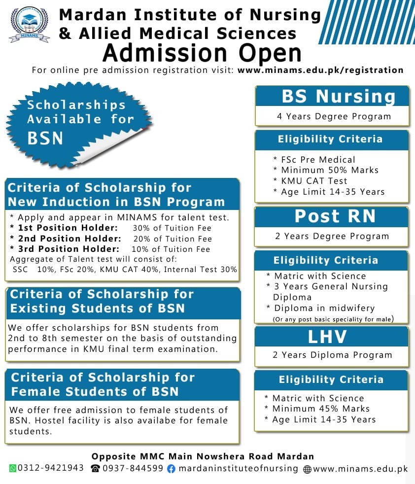 Mardan Institute of Nursing and Allied Madical Science (Admissions Open - 2023)