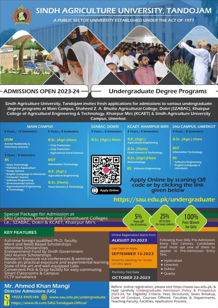 Sindh Agriculture University, Tandojam  Umerkot Campus  Dokri  Khairpur Mirs