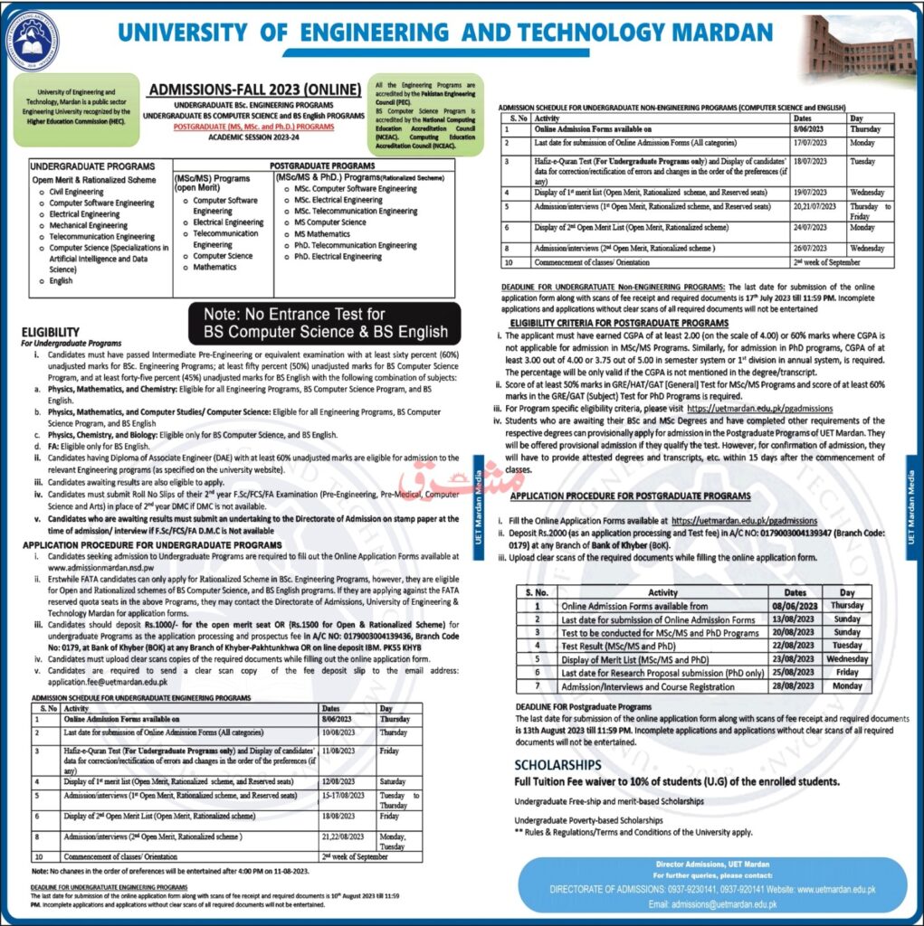 University of Engineering & Technology (UET), Mardan